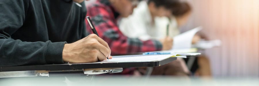 man taking a test