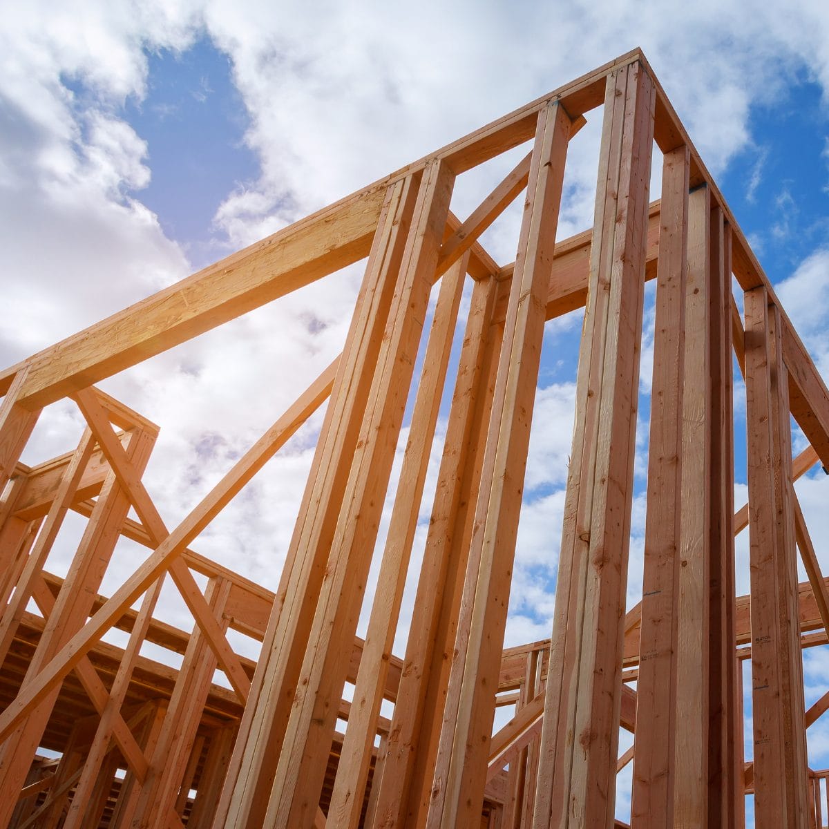 framing of building on construction site