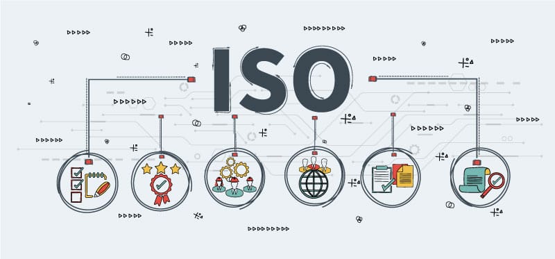 The letters 'ISO' with various icons below it to represent compliance.