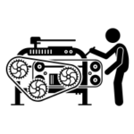 A simple figure operating machinery to represent lock out tag out.